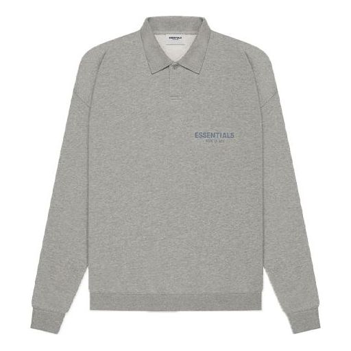 Поло тениска Fear of God Essentials Long Sleeve Polo Shirt Сиво | FOG-SS21-616