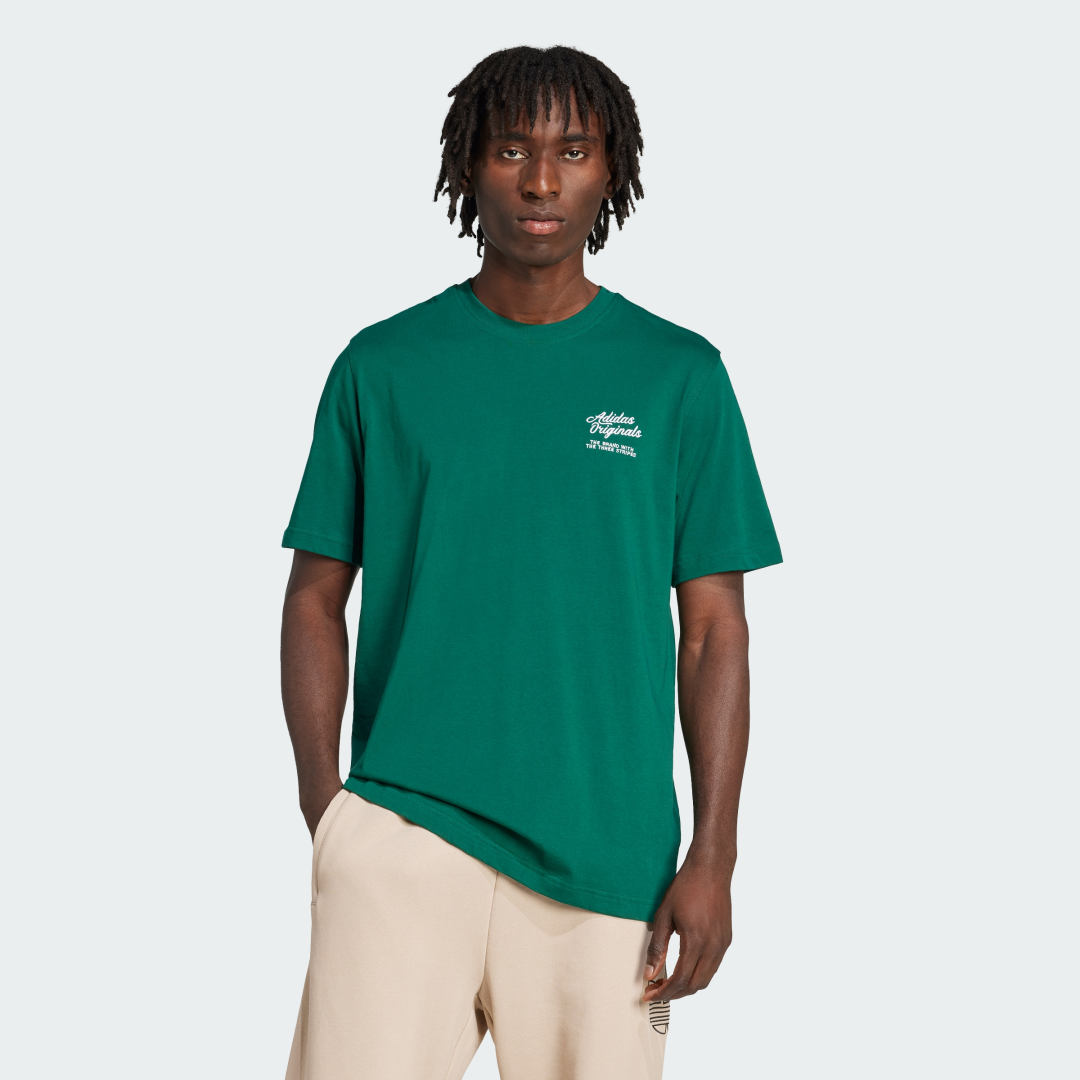 Тениска adidas Performance Diner Text Graphic Loose T-Shirt Зелено | KC3517, 0