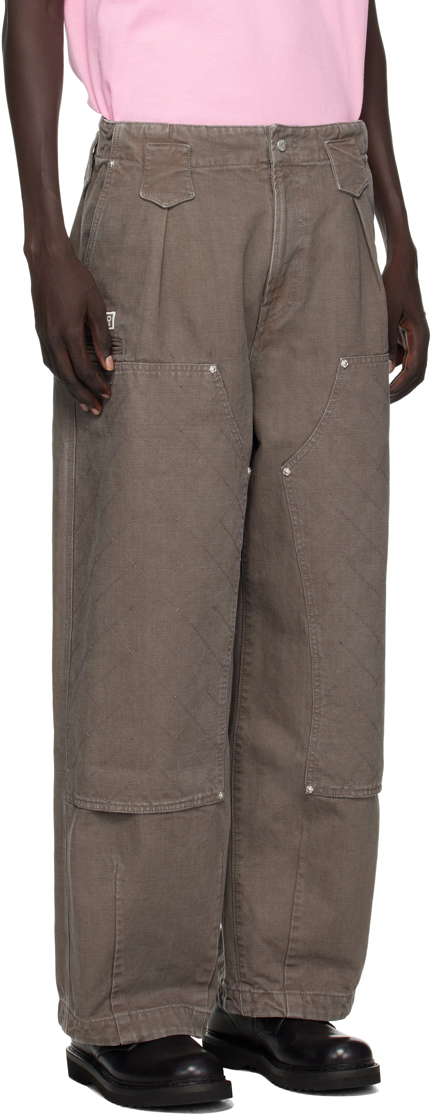 Панталони KENZO Kenzo Paris 'KENZO Weave' Double Knee Trousers Сиво | FF65PA2469GU, 1