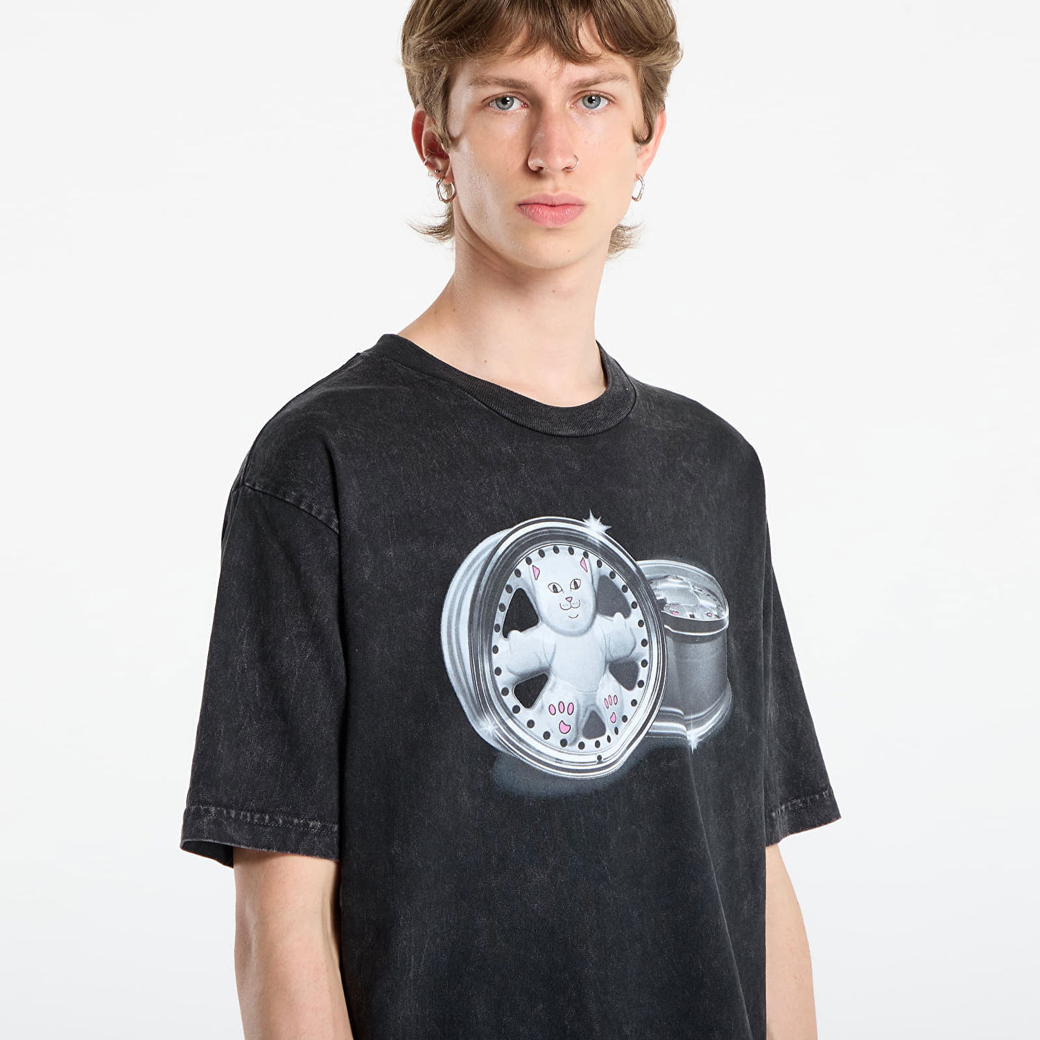 Тениска RIPNDIP RIPNDIP Nerm Wheels T-Shirt Vintage Wash Черно | RNDFALL25119, 1