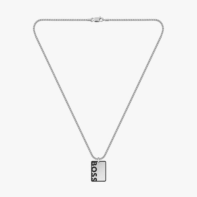 Rectangular BOSS Pendant Box Chain Necklace