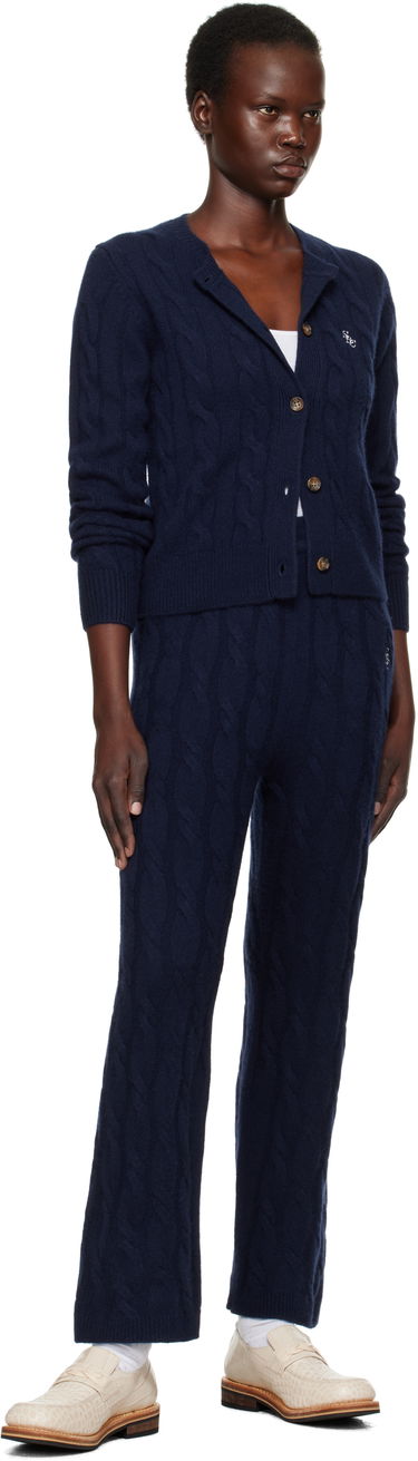 Пуловер Sporty & Rich 'SRC' Cableknit Cashmere Cardigan Тъмно синьо | CA003512302BL32, 3