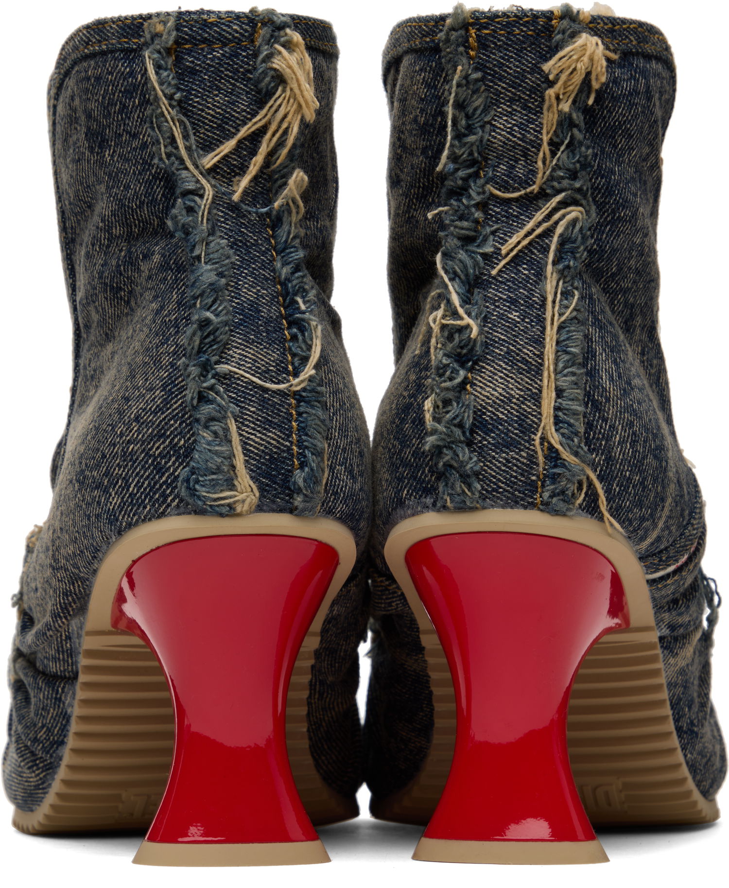 Кецове и обувки Diesel D-Woodstock Ab Distressed Denim Flared Heel Ankle Boots Многоцветен | Y03696 P1848, 1