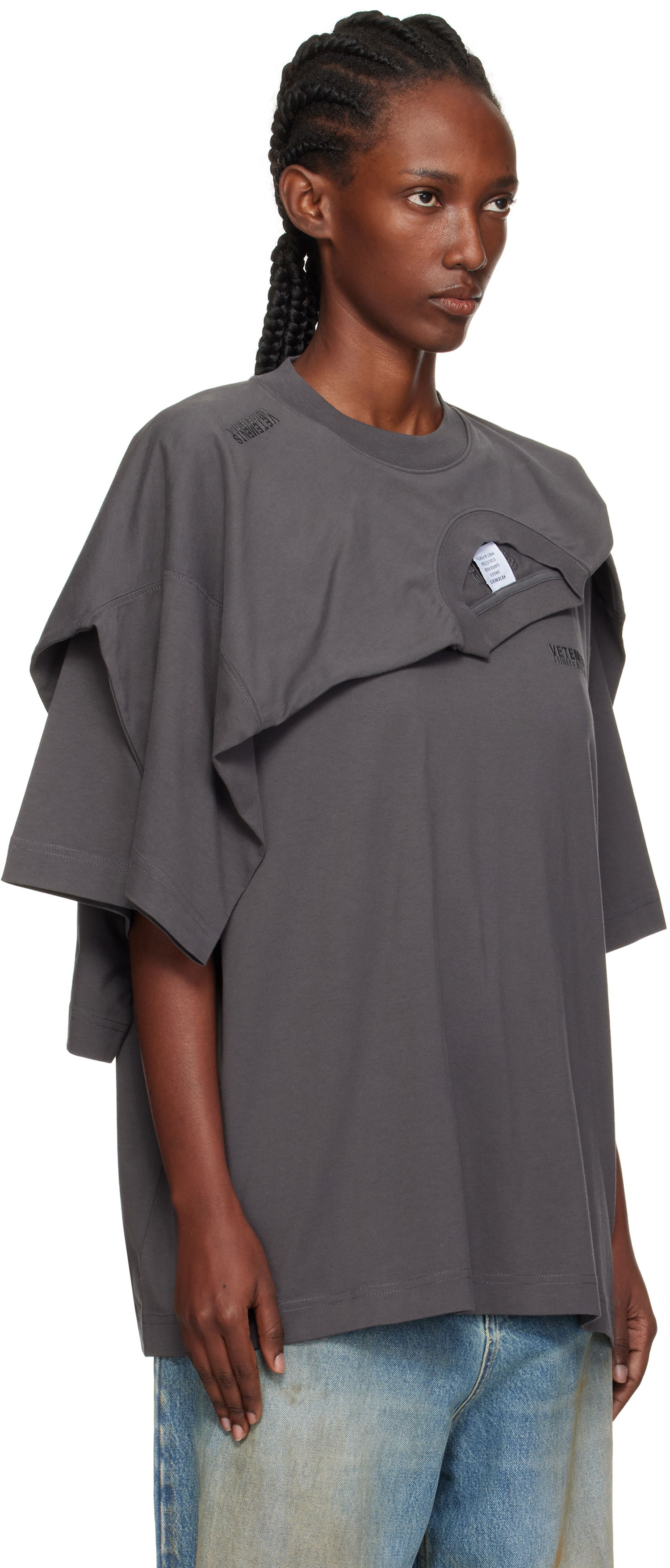 Тениска VETEMENTS VETEMENTS Double Layered T-Shirt Сиво | UH76TR400M, 1