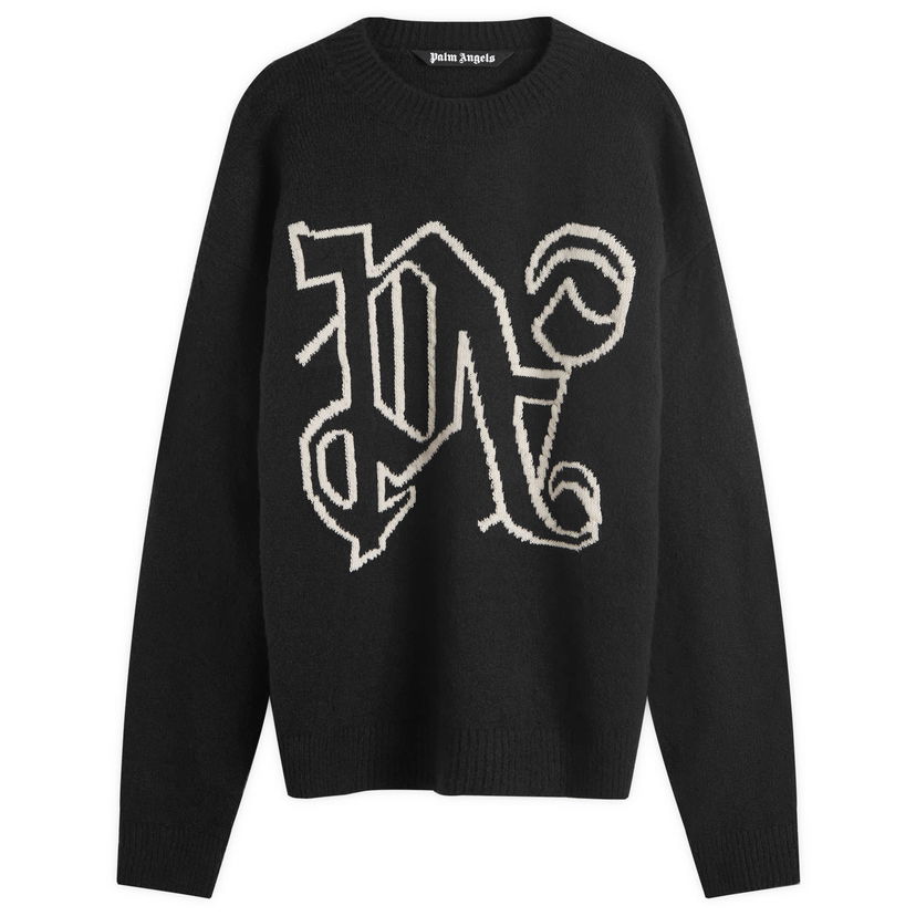 Пуловер Palm Angels Monogram Knit Sweater Черно | PMHE054F24KNI0011003