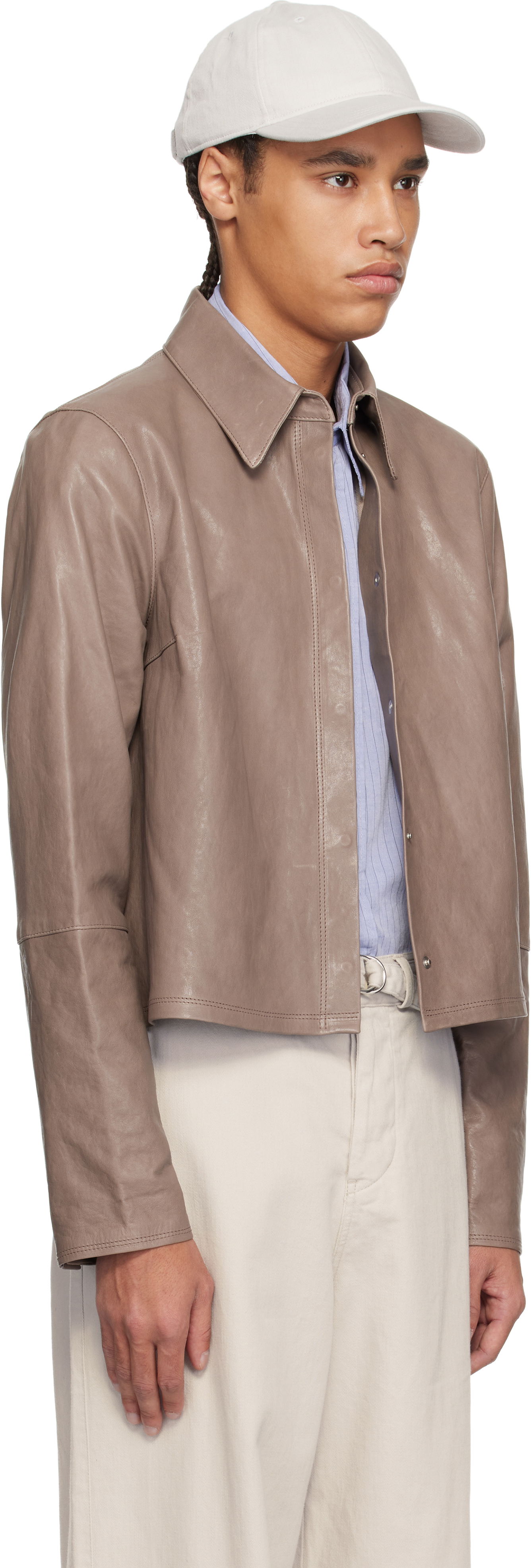 Яке OUR LEGACY Our Legacy Auto Leather Cropped Shirt Jacket Кафяво | W2259A7, 1
