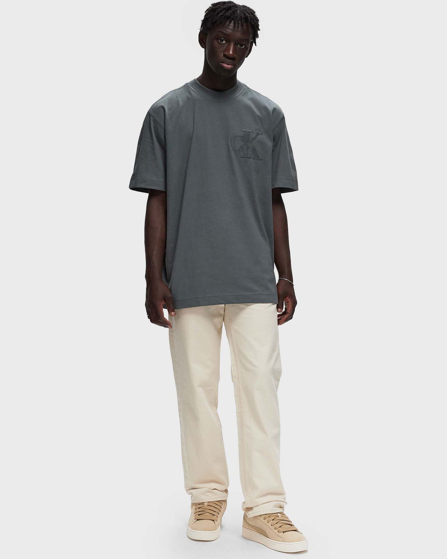 Тениска CALVIN KLEIN APPLIQUE TEE Сиво | J30J325657PSL, 1