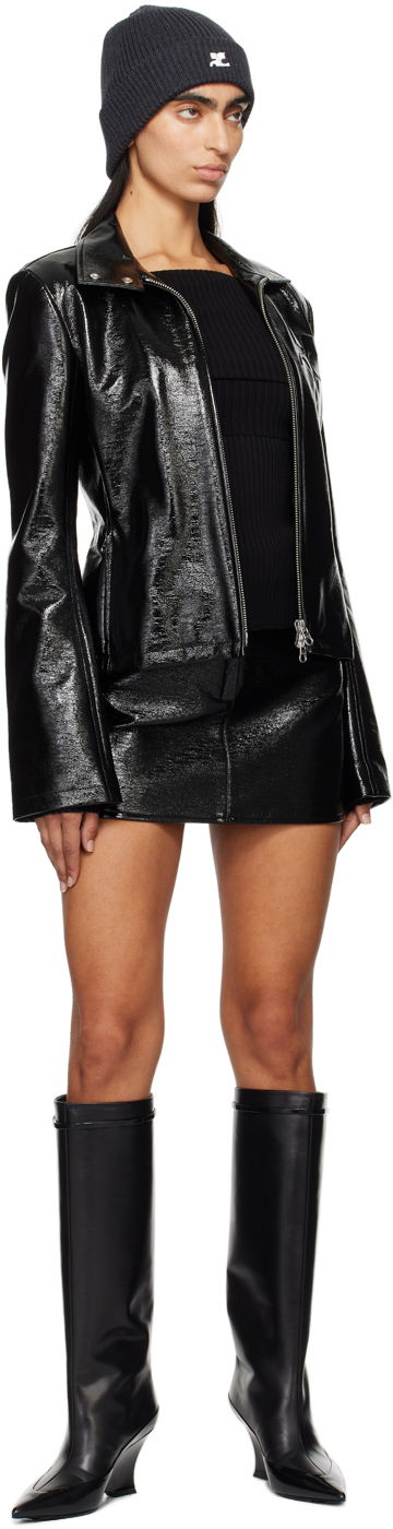 Пола Courrèges Vinyl Miniskirt Черно | PERCJU001VY0014, 3