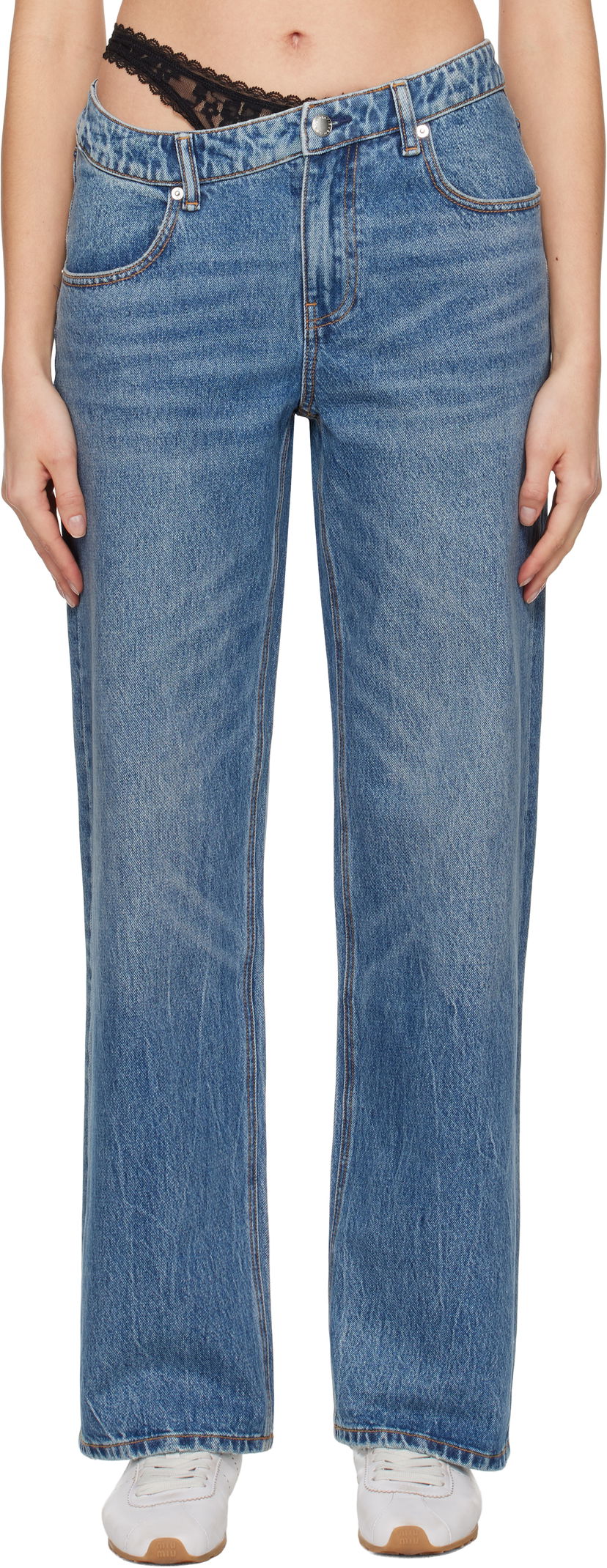 Дънки Alexander Wang Pre-Styled Denim Jeans Синьо | 4DC1254612