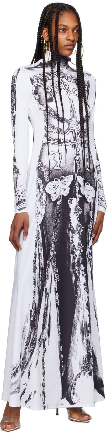 Pокля Jean Paul Gaultier Jean Paul Gaultier 'The Gaultier Paris' Print Maxi Dress Бяло | 24/25-F-RO132-J546-0100, 3