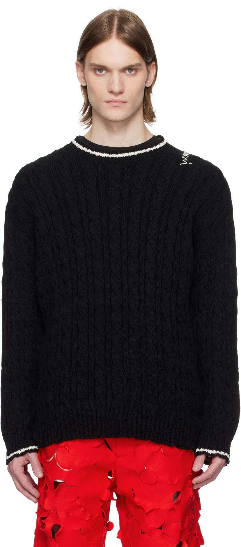 Пуловер Marni Dishevelled Cable Cotton Gauge 5 Sweater Черно | GCMG0425Q0 UFC656