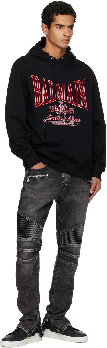 Суитчър Balmain Flocked 'Balmain' College Hoodie Черно | FH0JT047GF25, 3