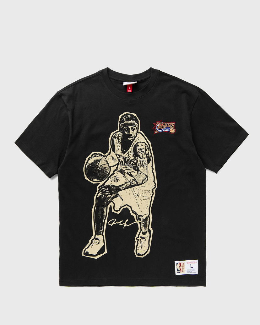 Тениска Mitchell & Ness Philadelphia 76ers Allen Iverson Vintage Logo T-Shirt Черно | NN12306-P76BLCK