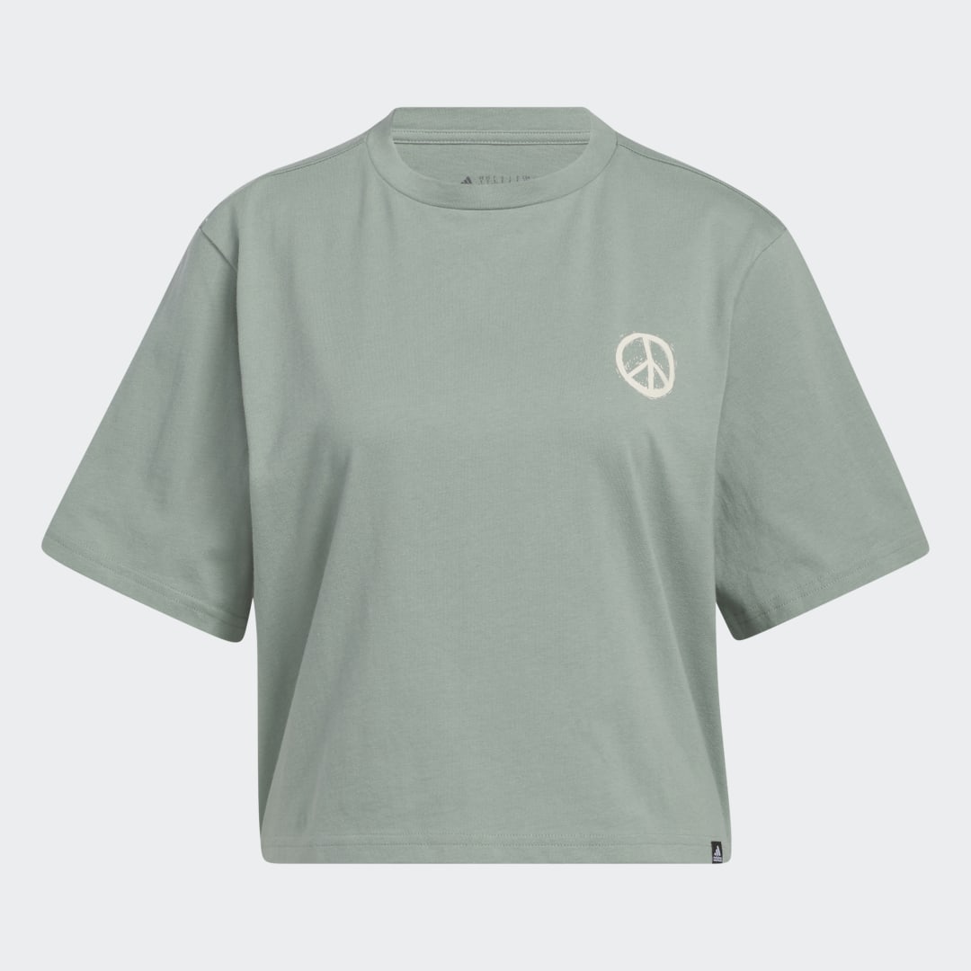 Съкратен топ adidas Performance Women's Cropped Graphic T-Shirt Зелено | HT3136, 0