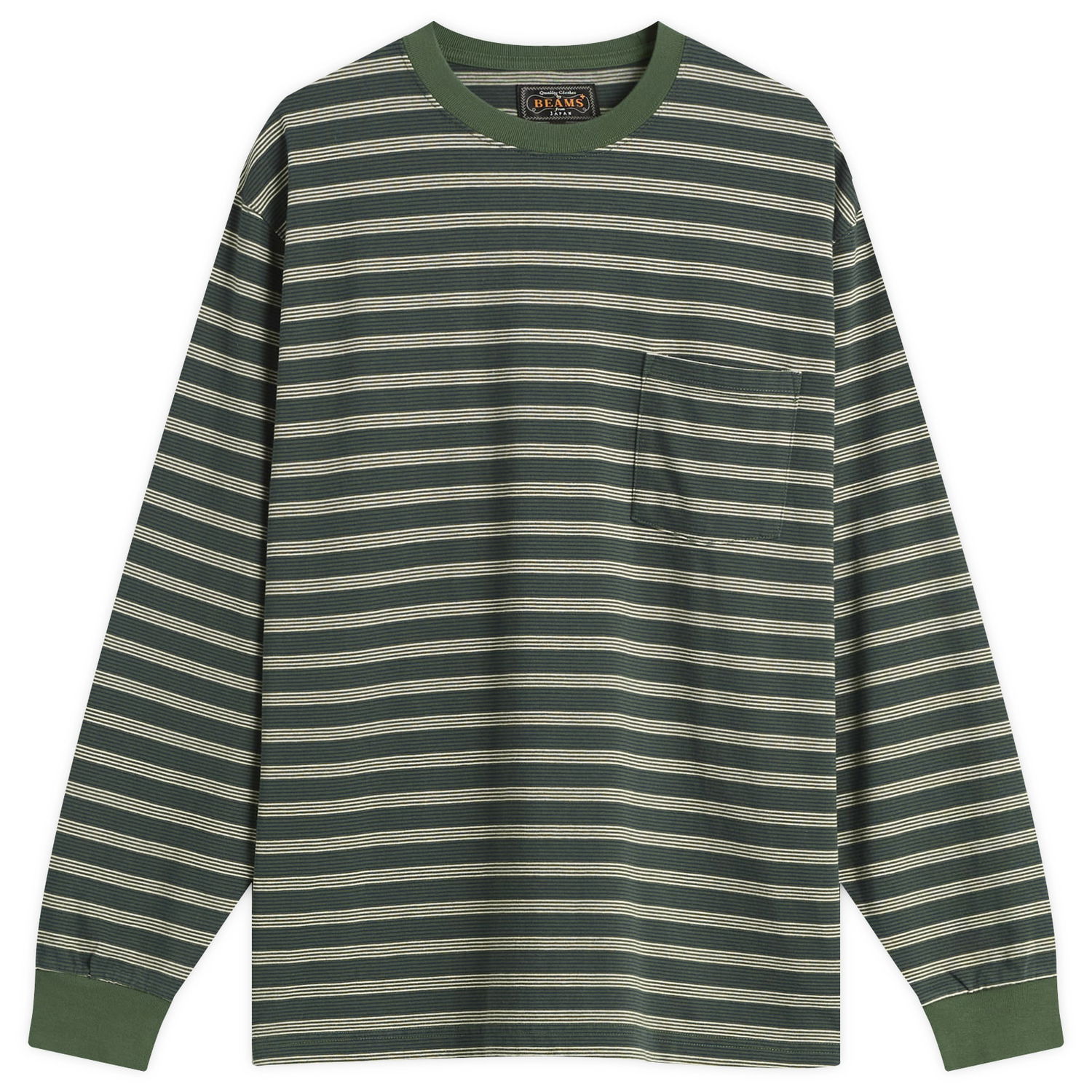 Тениска BEAMS Beams Plus Long Sleeve Pocket T-Shirt, Size Small Зелено | 3814-0087-048-65, 0