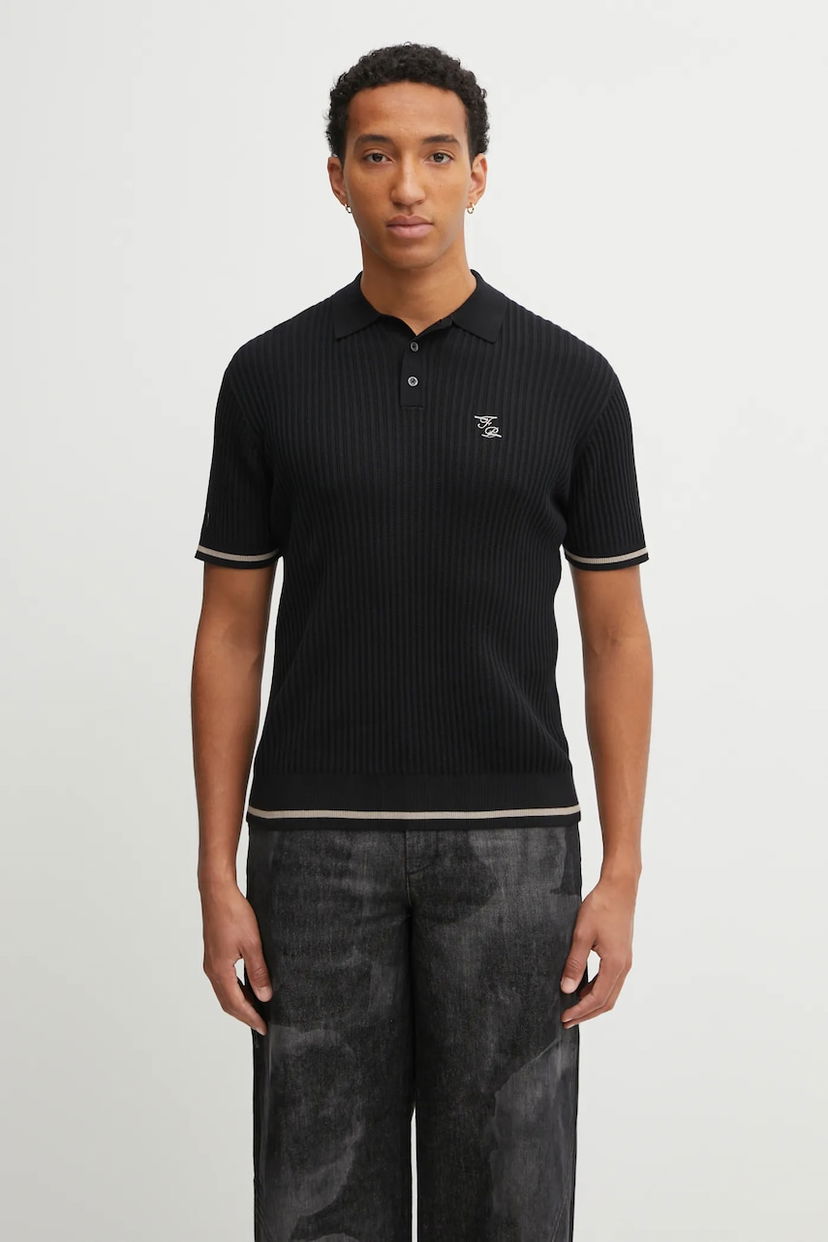 Поло тениска Filling Pieces Cotton Fine Knit Polo Черно | 422570500127