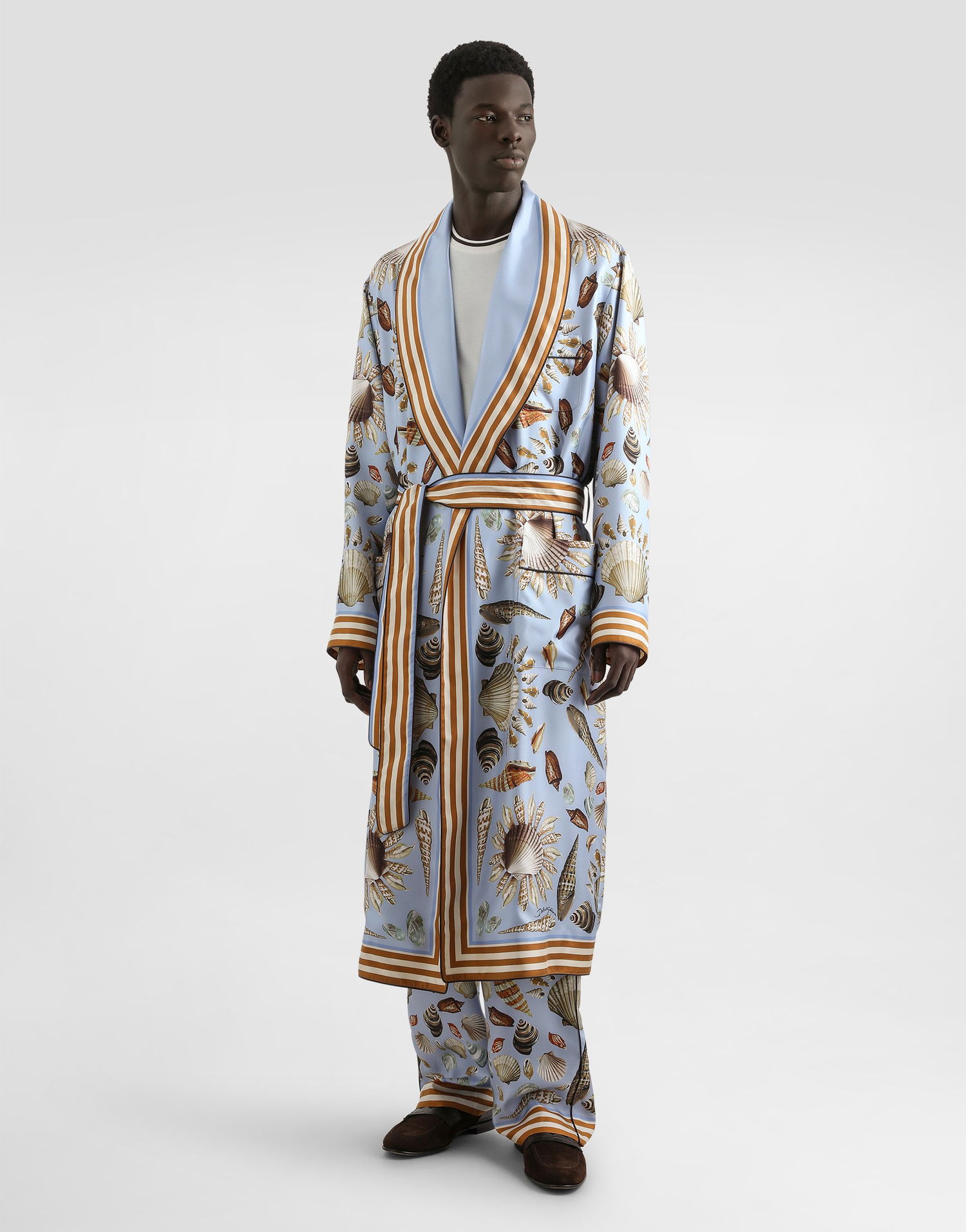 Пижама Dolce & Gabbana Dolce & Gabbana Silk Twill Shell-Print Robe Синьо | G031TTHI1ZBHC5PK, 1