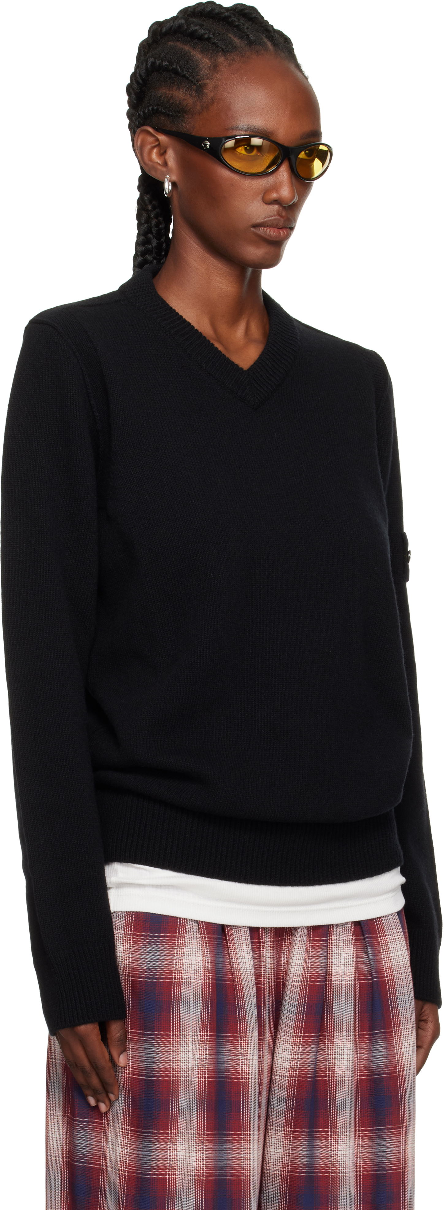 Пуловер Stone Island Stone Island Lambswool V-Neck Sweater Черно | K2S15 5100033 S00A3, 1