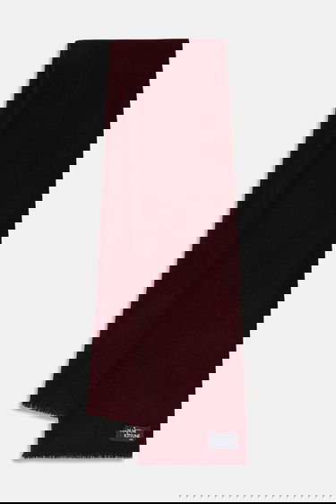 Шал MAISON KITSUNÉ Wool Fringe Scarf with Logo Patch Бургунди | PW06200WB0028, 0