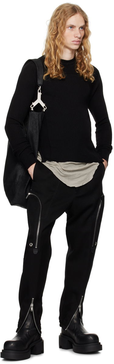 Пуловер Rick Owens Rick Owens Porterville Ribbed Geo Sweater Черно | RU02D6639 RIBM, 3