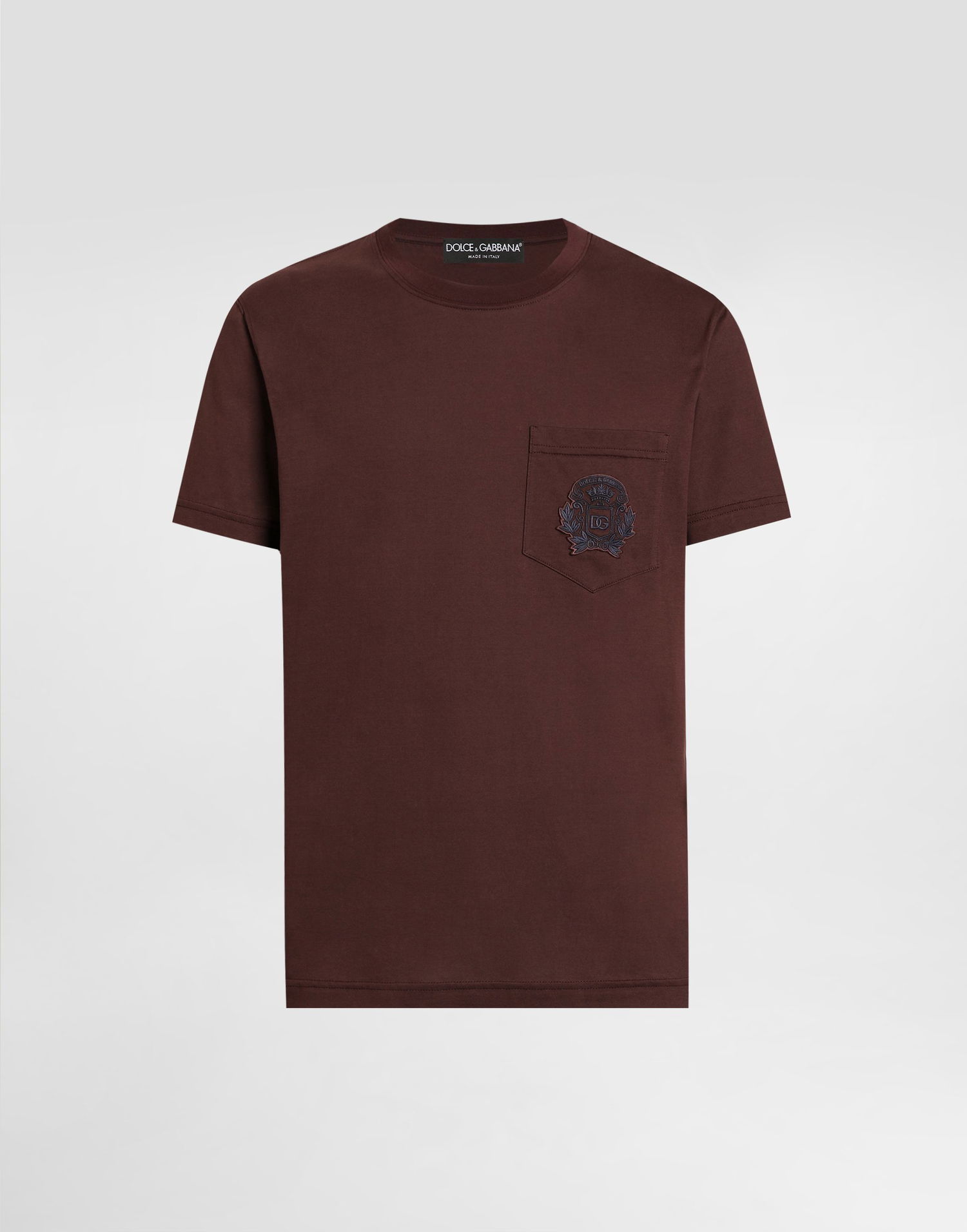 Тениска Dolce & Gabbana Cotton T-shirt with Crest Embroidery and Pocket Кафяво | G8RA2ZG7PZEM5039, 0