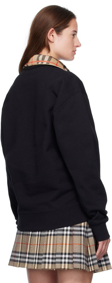 Суитчър Burberry Burberry Check Collar Quarter-Zip Sweatshirt Черно | 8109063, 2