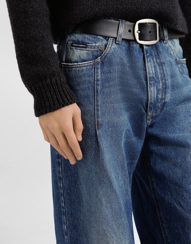 Дънки Dolce & Gabbana Dolce & Gabbana Washed Wide Leg Cotton Denim Jeans with Frayed Hem Синьо | GP16UDG8NZ2S9001_1, 3