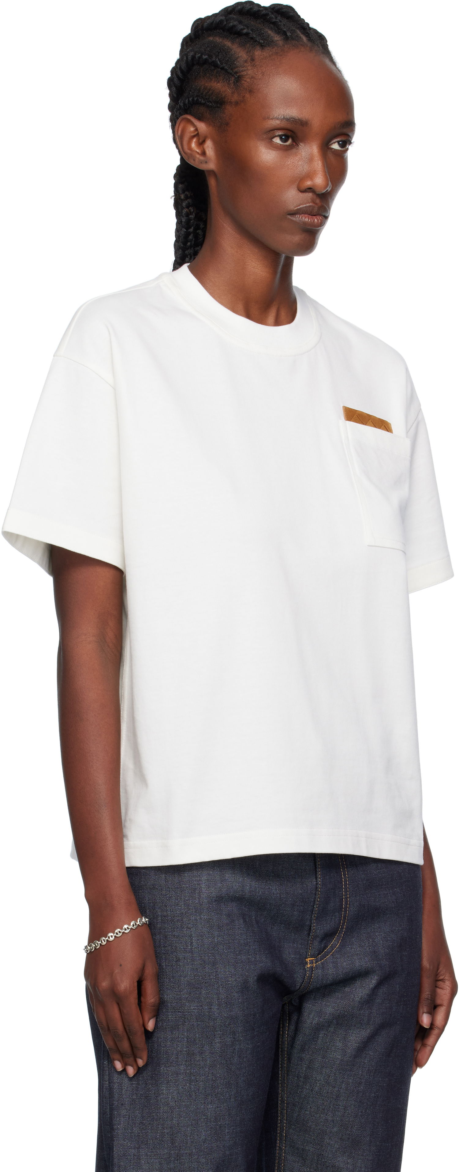 Тениска Bottega Veneta Bottega Veneta Cotton Jersey T-Shirt with Pocket Бяло | 838925 V4N50, 1