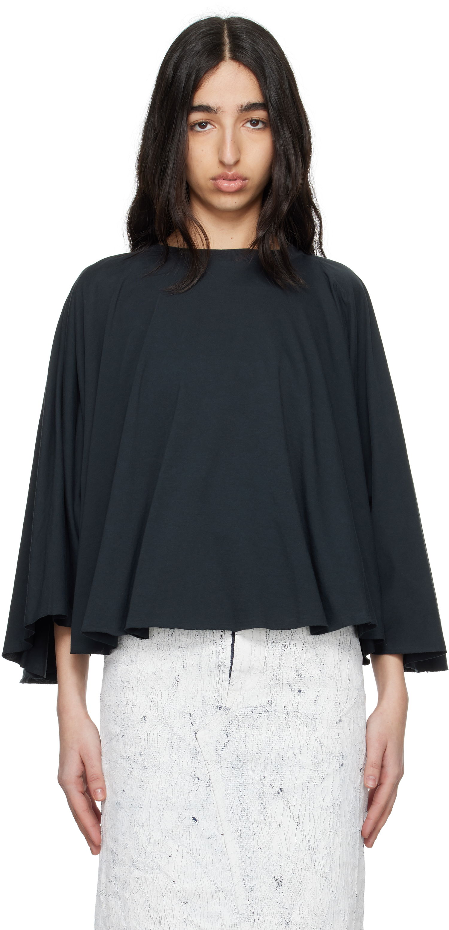 Пуловер Maison Margiela MM6 Maison Margiela Jersey Batwing Top Черно | S62NH0038 M20115, 0