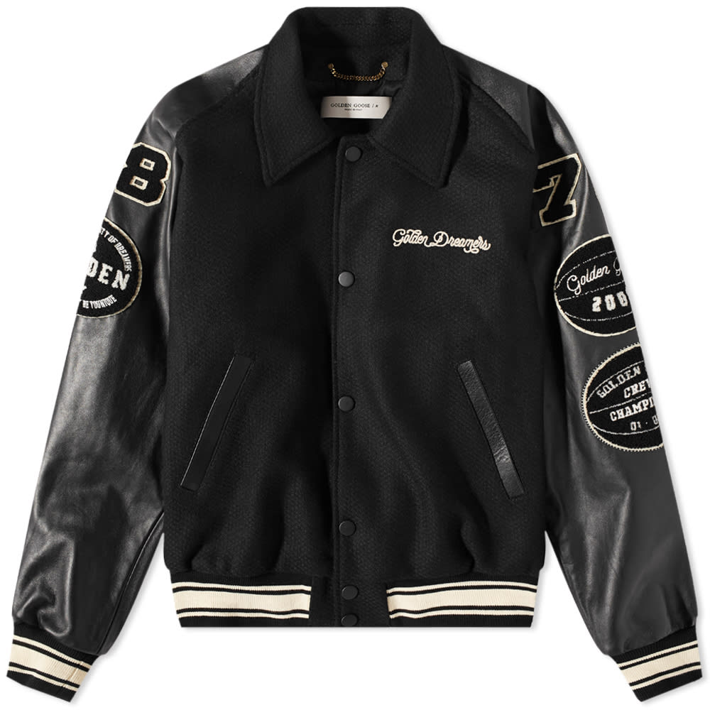 Яке бомбър Golden Goose College Patch Bomber Varsity Jacket Черно | GMP01296-P000940-90194, 0