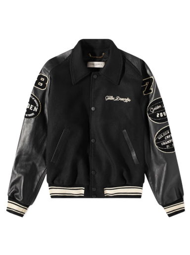 Яке бомбър Golden Goose College Patch Bomber Varsity Jacket Черно | GMP01296-P000940-90194