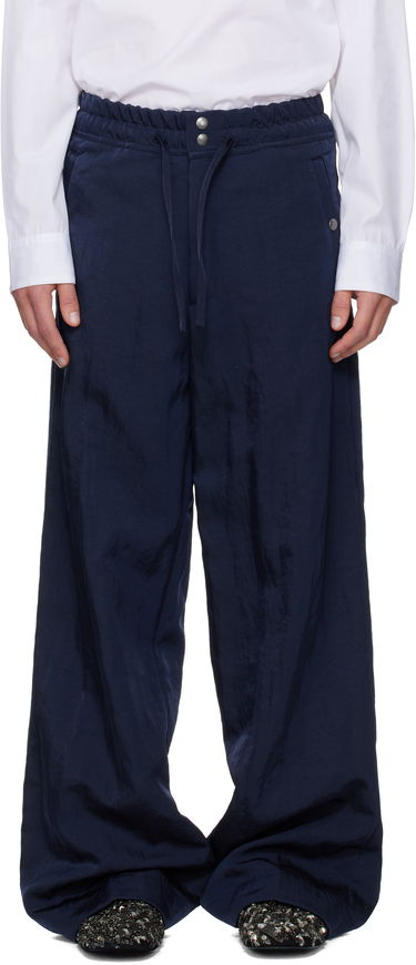 Панталони Dries Van Noten Dries Van Noten Twill Wide-Leg Drawstring Trousers Тъмно синьо | 252-020993-2328, 0