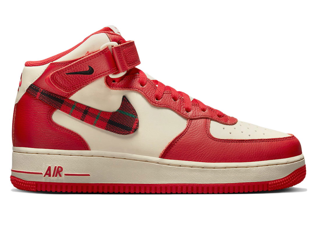 Кецове и обувки Nike Air Force 1 Mid '07 LX Plaid Cream Red Червено | DV0792-101, 0