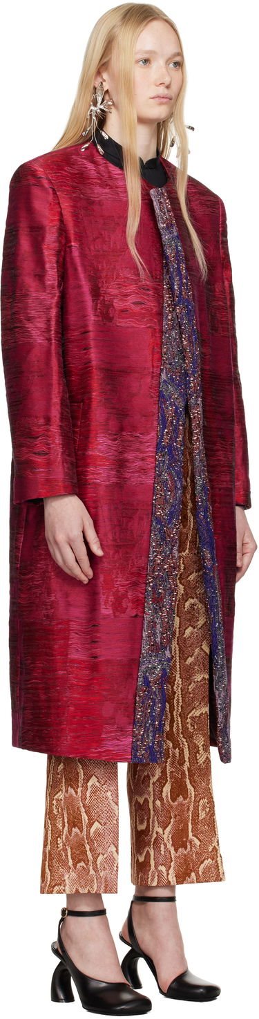 Палта Dries Van Noten Dries Van Noten Jacquard Panel Coat Червено | 251-010222-1544, 1