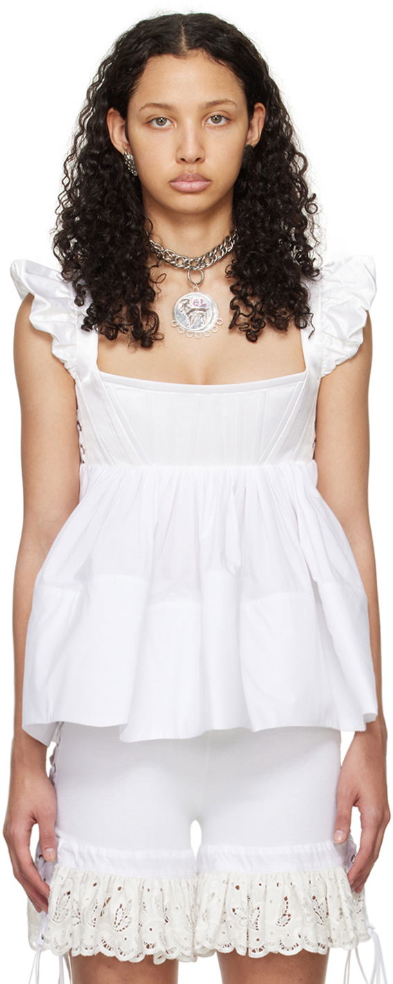 Потник Chopova Lowena Ruffle Trim Tank Top Бяло | 2216, 0
