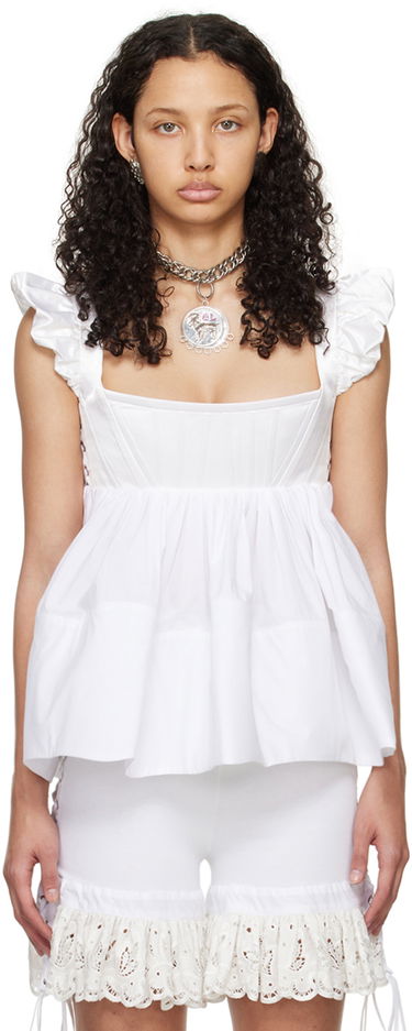 Потник Chopova Lowena Ruffle Trim Tank Top Бяло | 2216, 0