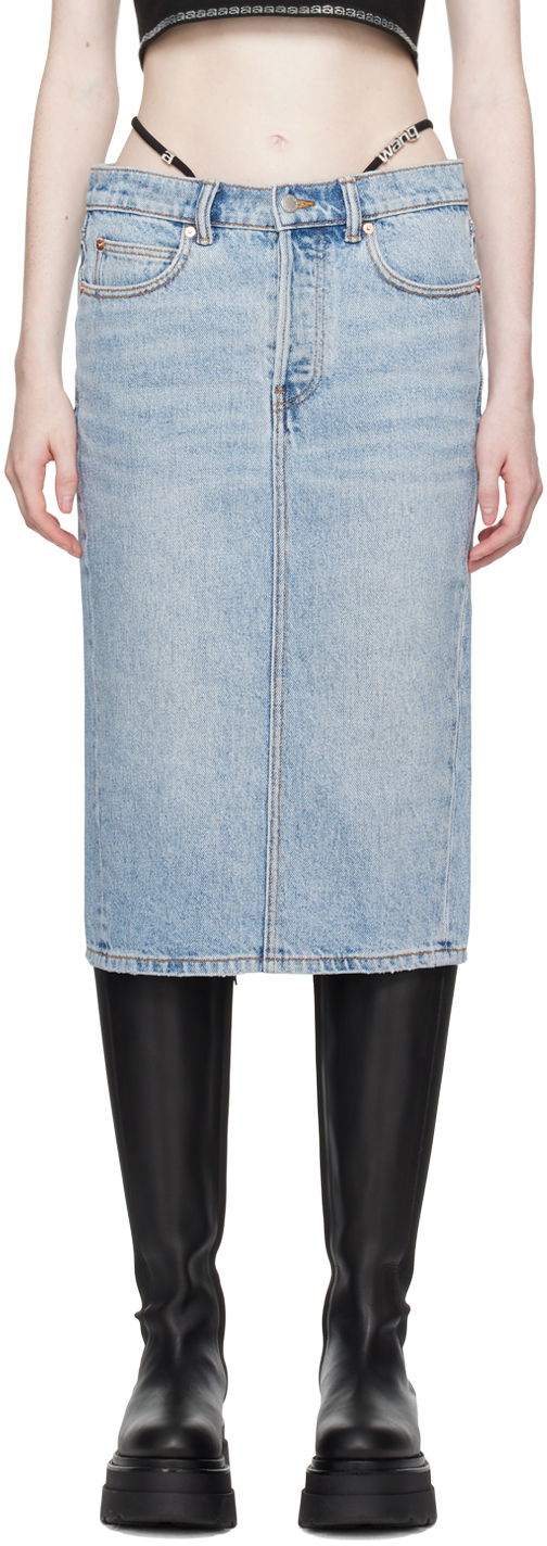 Пола Alexander Wang Denim Midi Skirt Синьо | 4DC4235235