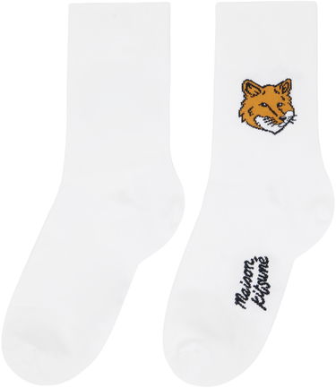 Чорапи MAISON KITSUNÉ Fox Head Socks Бяло | MM06402KT0010P100, 1