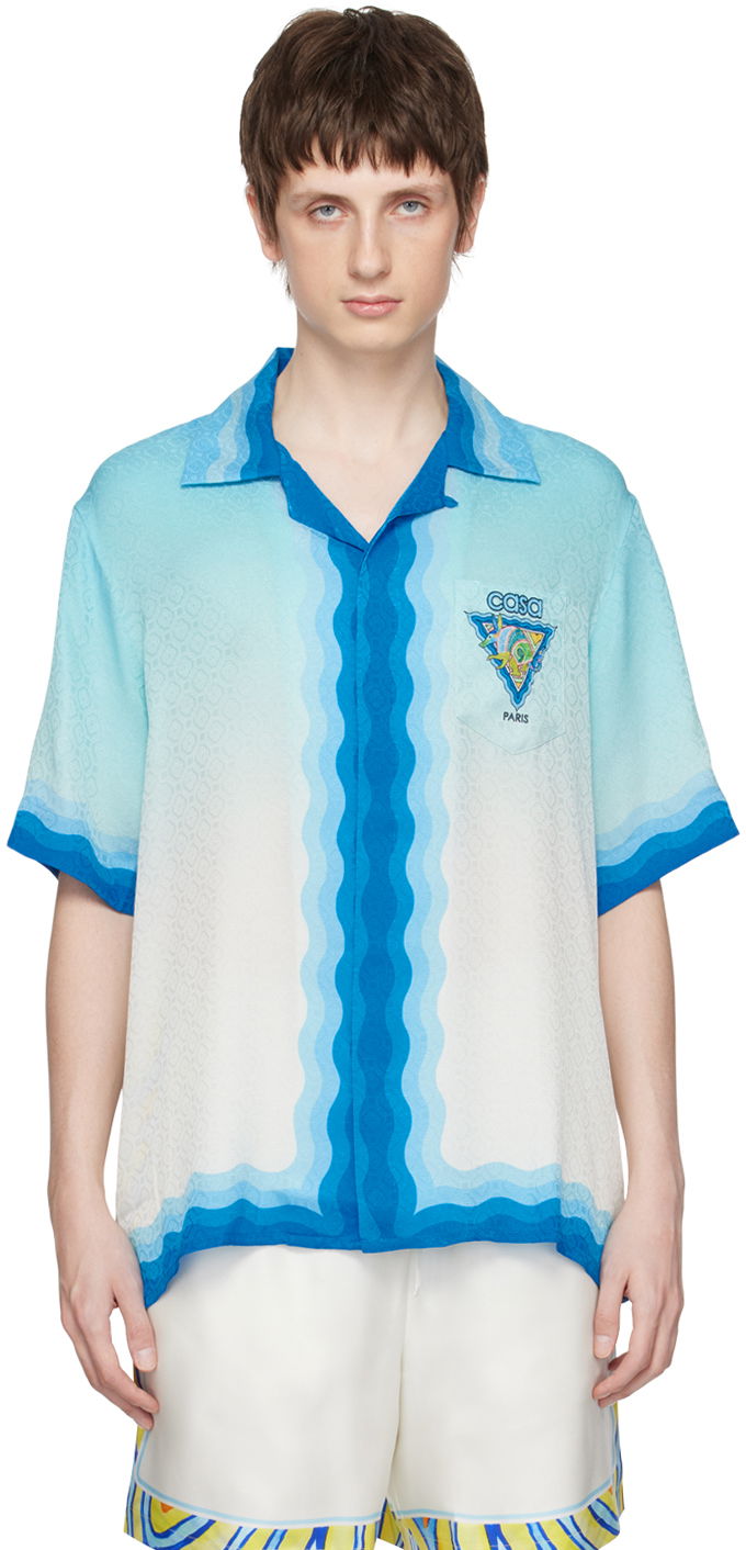 Риза Casablanca Alebrije Armadillo Shirt Синьо | MS23-SH-003-04 PRINTED SILK ALEB, 0