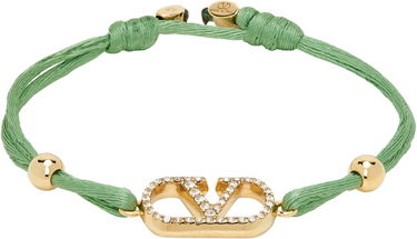 Гривна Valentino Valentino Garavani VLogo Crystal-Embellished Cord Bracelet Зелено | 6W2J0X85RLV, 0