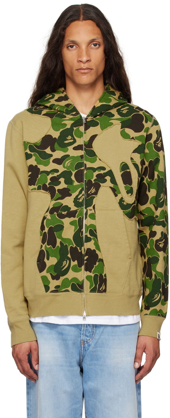 Суитчър BAPE BAPE Khaki ABC Camo Patchwork Full Zip Hoodie Зелено | 001ZPK301008M