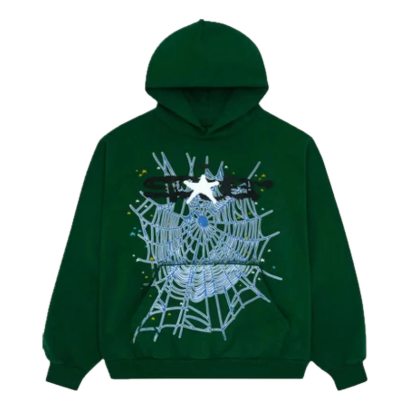 Суитчър Sp5der Spider Web Hoodie Зелено | SP5-STR-HD-MOS