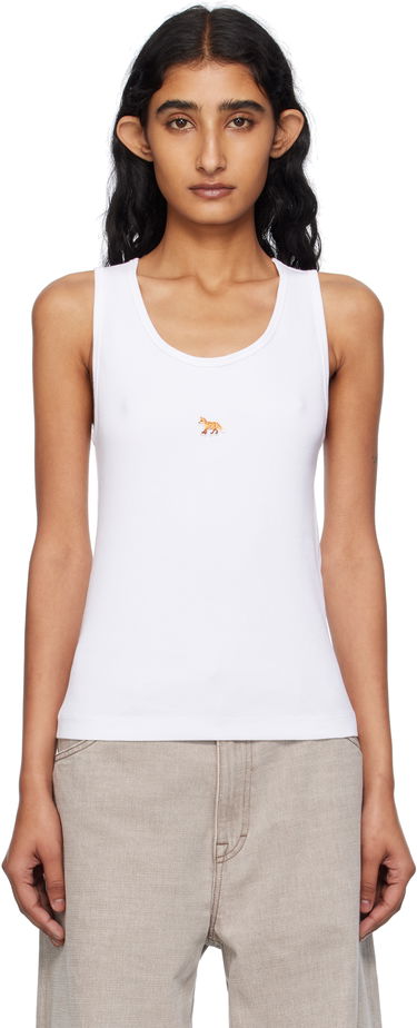 Потник MAISON KITSUNÉ Maison Kitsuné 'Baby Fox' Ribbed Tank Top Бяло | PW00623KA0033, 0