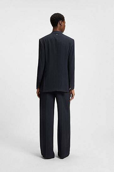 Яке BOSS BOSS Relaxed-Fit Pinstripe Blazer Тъмно синьо | 50548492, 1