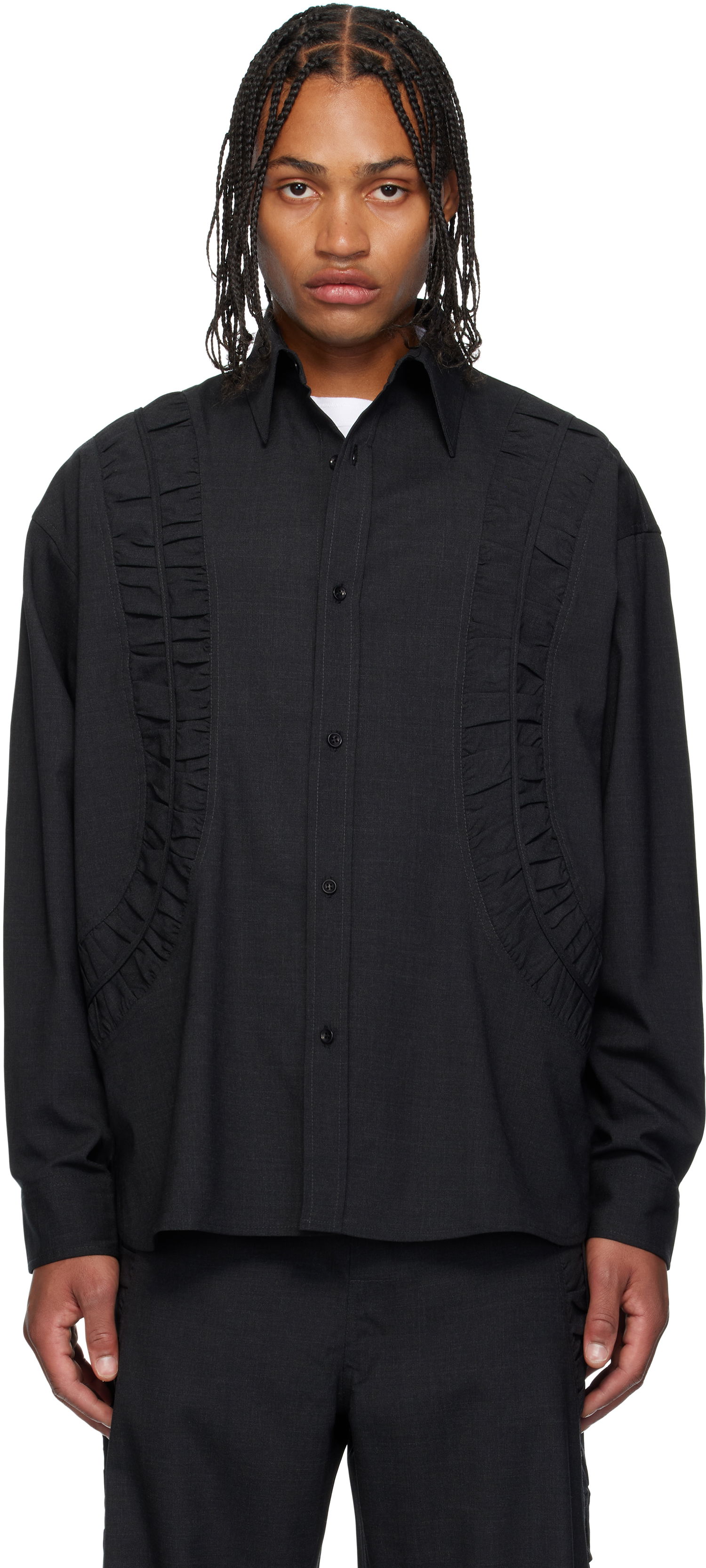 Риза sage NATION SAGE NATION Fossil Wool Shirt Черно | S081 Fossil Shirt, 0