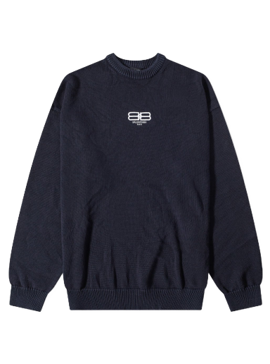 Пуловер Balenciaga Embroidered BB Logo Crew Knit Тъмно синьо | 696226-T3252-8065