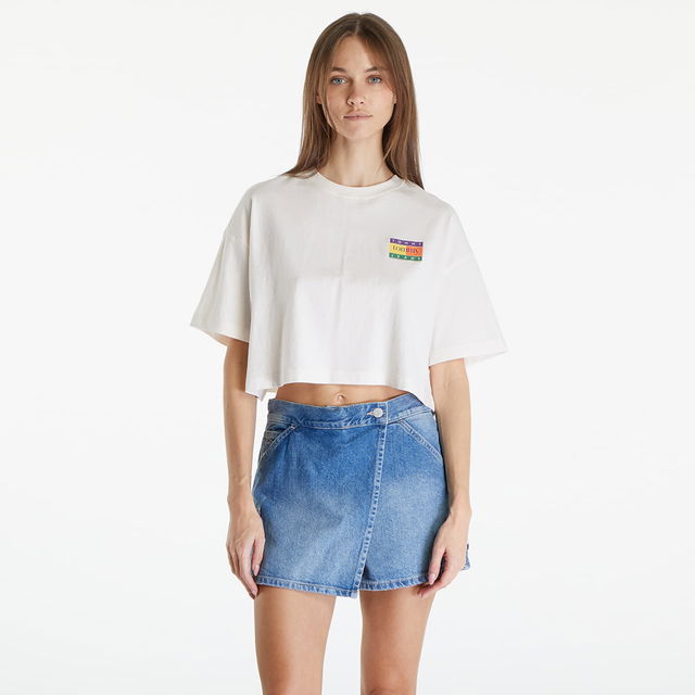 Oversized Cropped Summer Flag Tee Ancient White