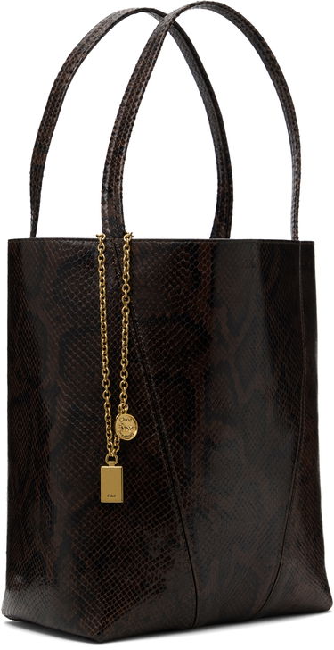 Голяма пазарска чанта CHLOÉ Chloé 'Spin' Snakeskin Tote Кафяво | CH25US811P20, 1