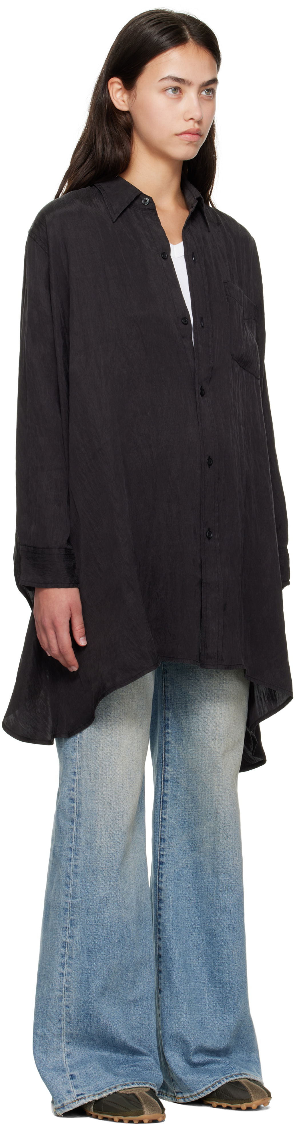 Риза R13 R13 Draped Front Shirt Черно | R13WR416-R510A, 1