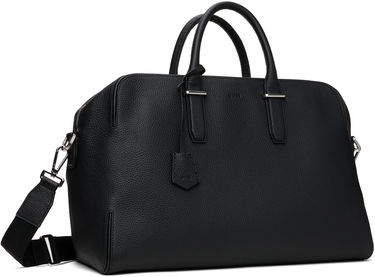 Чанта за пътуване BOSS Grained Leather Holdall with Logo Keyholder Черно | 50548231, 2